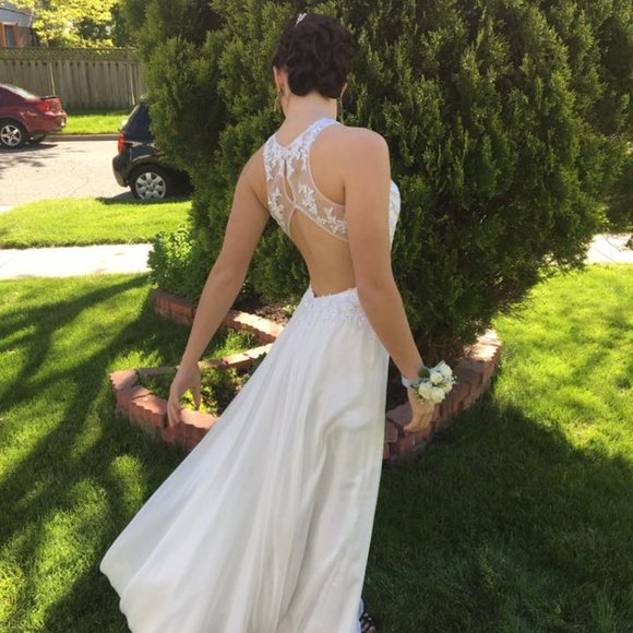 La Femme White Full Length Gown from Edith's Haute Couture - Picture 2 of 12